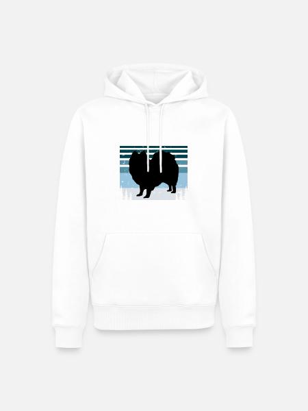 Indischer Spitz Hundeliebhaber Silhouette Vintage Sonnenuntergang - Männer Premium Bio Hoodie - Weiß