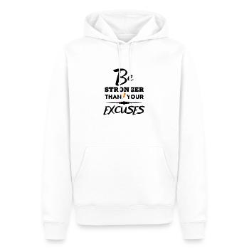 Motivierendes Zitat - Sei stärker als deine Ausreden - Männer Premium Bio Hoodie - Weiß - Vorne - Nico (187cm)