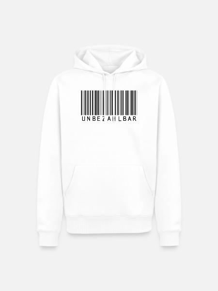 Barcode "Unbezahlbar" schwarz - Männer Premium Bio Hoodie - Weiß