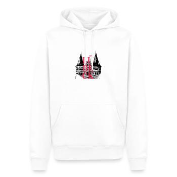 Lübeck Holstentor Shirt - Männer Premium Bio Hoodie - Weiß - Vorne - Nico (187cm)