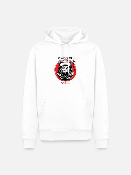 Ninja Cat - Männer Premium Bio Hoodie - Weiß