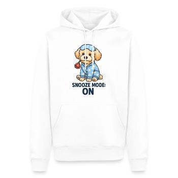 Maltipoo im Pyjama mit Rose – Snooze Mode ON - Männer Premium Bio Hoodie - Weiß - Vorne - Nico (187cm)