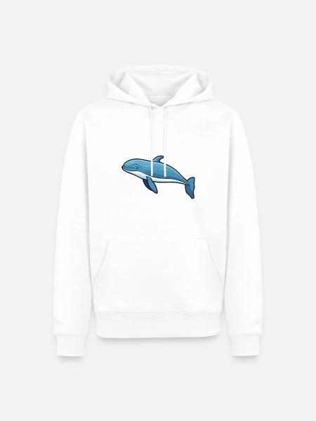 Buckelwal-Karikatur-Kawaii-Illustration - Männer Premium Bio Hoodie - Weiß