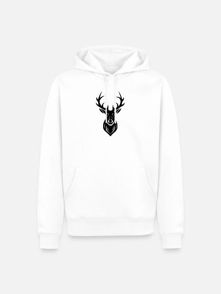 Hirsch Geweih - Männer Premium Bio Hoodie - Weiß