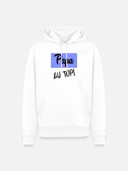 PAPA AN DER SPITZE - Männer Premium Bio Hoodie - Weiß