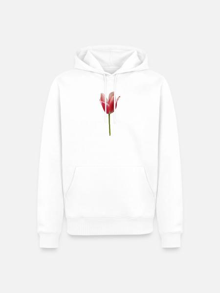 pinke Tulpe - Männer Premium Bio Hoodie - Weiß