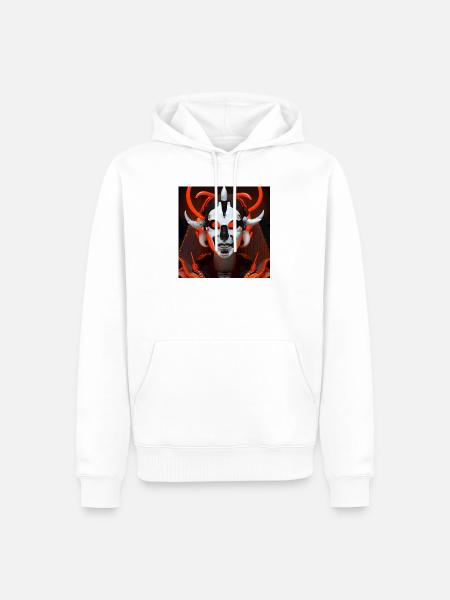 Neon Dämonenmaske Cyberlook - Männer Premium Bio Hoodie - Weiß