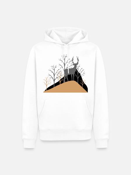 Hirsch im Wald - Männer Premium Bio Hoodie - Weiß