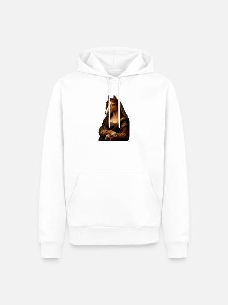 Mona Lisa als Pferd - Männer Premium Bio Hoodie - Weiß