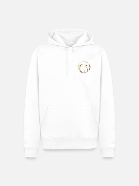 Business Elegance – Elegantes Gold-Emblem - Männer Premium Bio Hoodie - Weiß