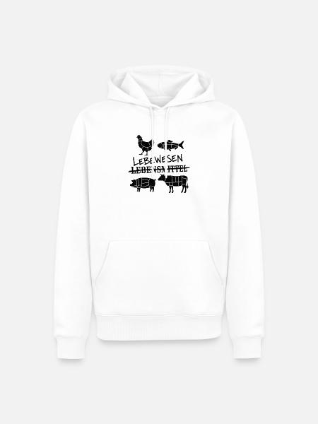 Lebewesen nicht Lebensmittel - Männer Premium Bio Hoodie - Weiß