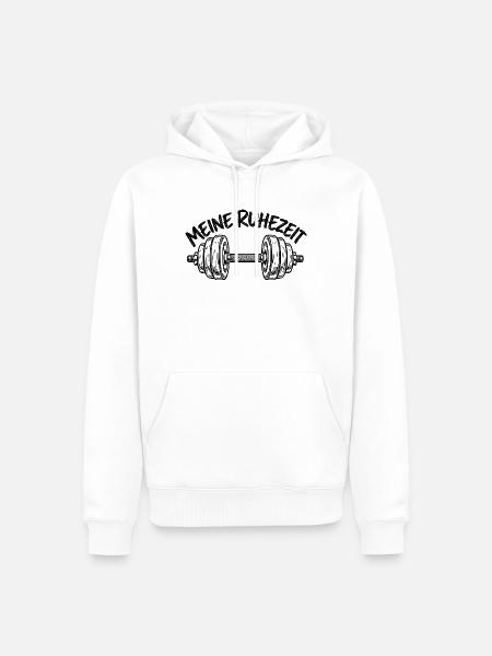 Meine Ruhezeit – Hantel– Krafttraining - Männer Premium Bio Hoodie - Weiß