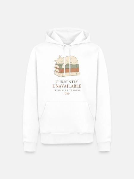 Schläfrige Katze auf Büchern - Männer Premium Bio Hoodie - Weiß