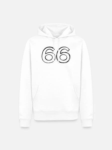 Zahl 66 handgezeichnet - Männer Premium Bio Hoodie - Weiß