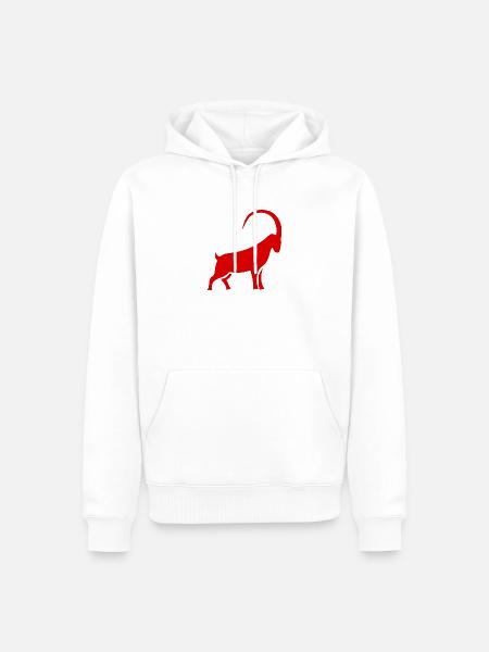 Roter Widerram Silhouette für Jäger - Männer Premium Bio Hoodie - Weiß