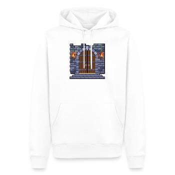 Pixel Art Kerkertor mit zwei brennenden Fackeln - Männer Premium Bio Hoodie - Weiß - Vorne - Nico (187cm)