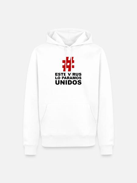 Wir stoppen dieses Virus gemeinsam - Männer Premium Bio Hoodie - Weiß