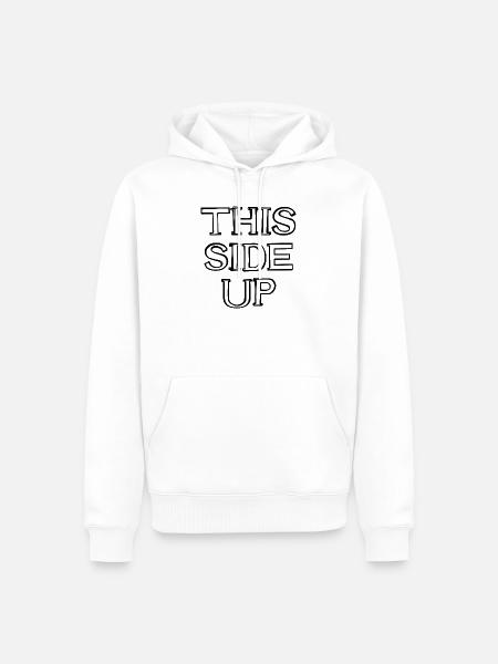 This Side Up Schriftzug handgezeichnet - Männer Premium Bio Hoodie - Weiß