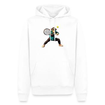 Tennis Schimpanse Affen - Männer Premium Bio Hoodie - Weiß - Vorne - Nico (187cm)