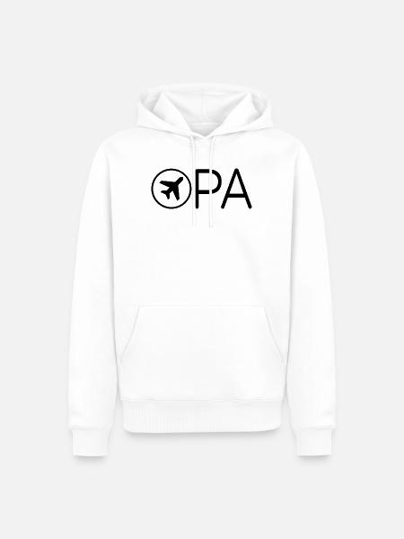 Opa mit Flugzeug – Schwarz - Männer Premium Bio Hoodie - Weiß