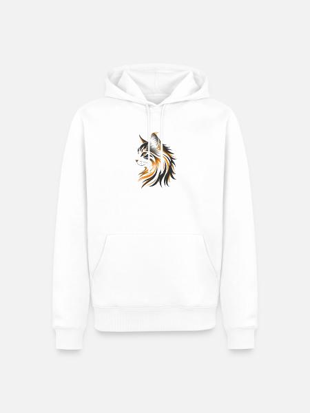 Katze Zeichnung - Männer Premium Bio Hoodie - Weiß