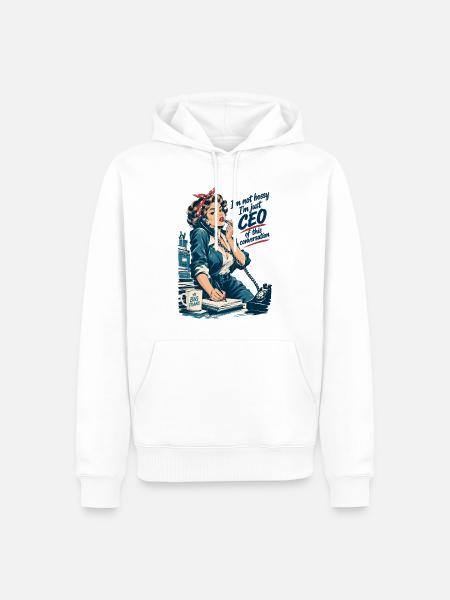 Retro Chefin: CEO of this conversation - Männer Premium Bio Hoodie - Weiß