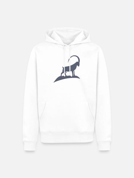 Steinbock Silhouette auf Felsen - Männer Premium Bio Hoodie - Weiß