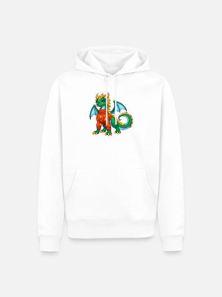 Süßes grünes Drachenmädchen im Herbstpullover - Männer Premium Bio Hoodie - Weiß