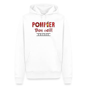 FEUERWEHRMANN GUTES AUGE – FEUERWEHRWACHE-HUMOR - Männer Premium Bio Hoodie - Weiß - Vorne - Nico (187cm)