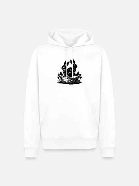 Babykaninchen auf Baumstumpf - Männer Premium Bio Hoodie - Weiß