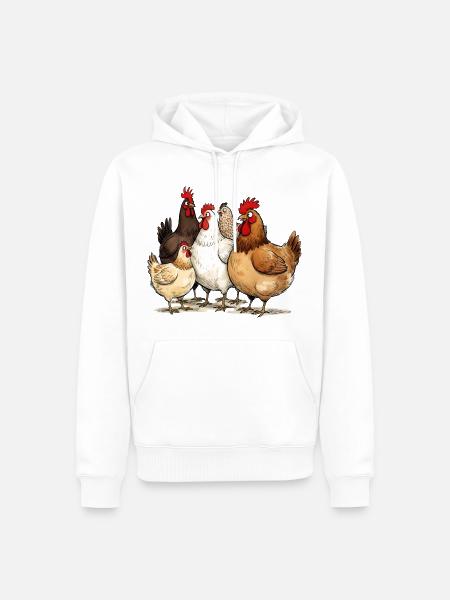 Hennentruppe am Hof Hühner-Flüsterer - Männer Premium Bio Hoodie - Weiß