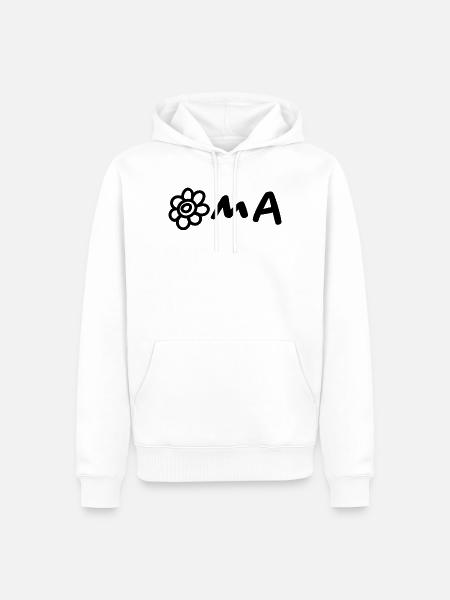 Oma mit Blume – Schwarz - Männer Premium Bio Hoodie - Weiß