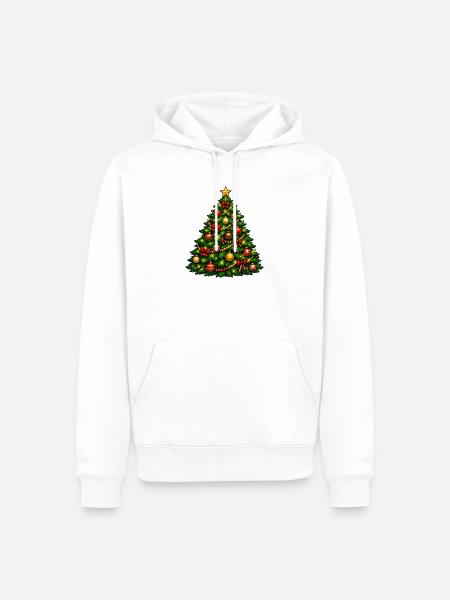Glitzernder Weihnachtsbaum mit Ornamenten - Männer Premium Bio Hoodie - Weiß