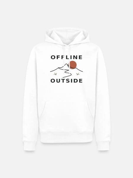 Offline Outside – Berge & Natur - Männer Premium Bio Hoodie - Weiß