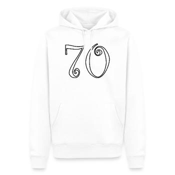 70. 70 JAHRE. 70-JÄHRIGES JUBILÄUM. 70-JÄHRIGES JUBILÄUM. - Männer Premium Bio Hoodie - Weiß - Vorne - Nico (187cm)