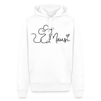 Maus Minimalist Line Art Mausi - Männer Premium Bio Hoodie - Weiß - Vorne - Nico (187cm)