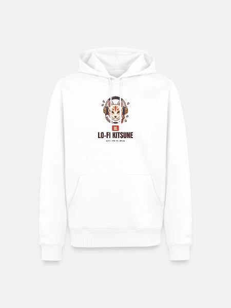 Lo-Fi Kitsune Fuchsmaske Kopfhörer Beats - Männer Premium Bio Hoodie - Weiß