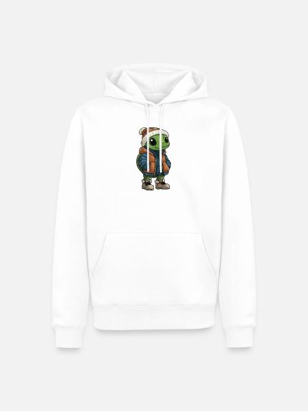 Schildkröte mit Winterjacke und Mütze - Männer Premium Bio Hoodie - Weiß