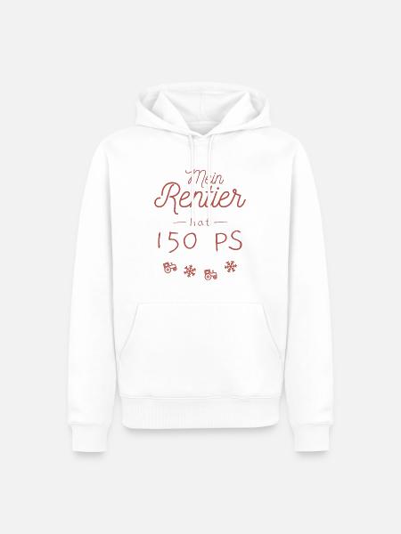 Mein Rentier hat 150 PS - Männer Premium Bio Hoodie - Weiß
