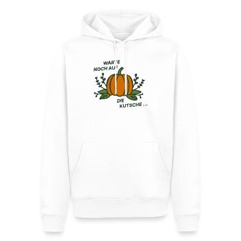 Warte noch auf die Kutsche - Kürbis - Männer Premium Bio Hoodie - Weiß - Vorne - Nico (187cm)