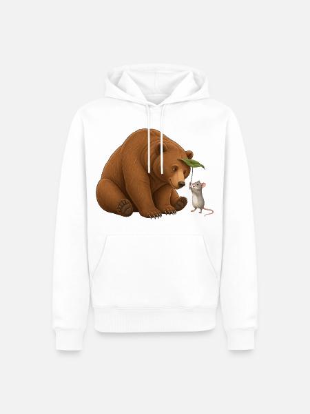 Bär und Maus - Männer Premium Bio Hoodie - Weiß