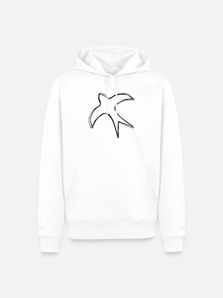 Schwalbe handgezeichnet - Männer Premium Bio Hoodie - Weiß
