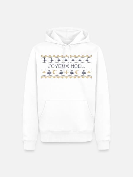 Himmlischer Weihnachtspullover – Gestrickter Mond und Sterne - Männer Premium Bio Hoodie - Weiß