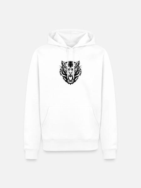 Wütender Tiger knurrt - Männer Premium Bio Hoodie - Weiß