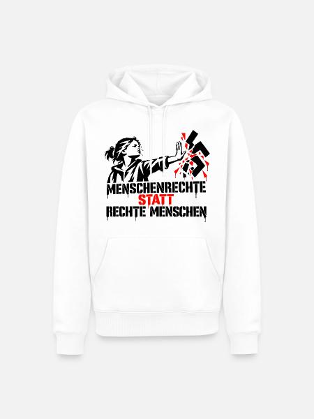 Menschenrechte statt rechte Menschen - Männer Premium Bio Hoodie - Weiß