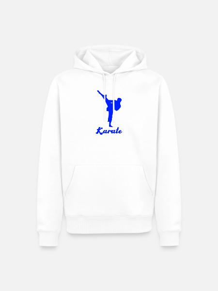 Karate Silhouette Blau - Männer Premium Bio Hoodie - Weiß