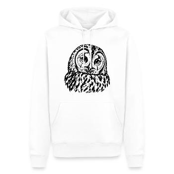Waldkauz – Detailliertes Schwarz Weiß Porträt - Männer Premium Bio Hoodie - Weiß - Vorne - Nico (187cm)