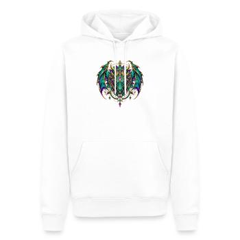 Drachenwappen – Türkiser Drache mit Edelsteinen - Männer Premium Bio Hoodie - Weiß - Vorne - Nico (187cm)