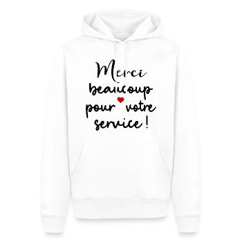 Merci Beaucoup, auf französisch - Männer Premium Bio Hoodie - Weiß - Vorne - Nico (187cm)