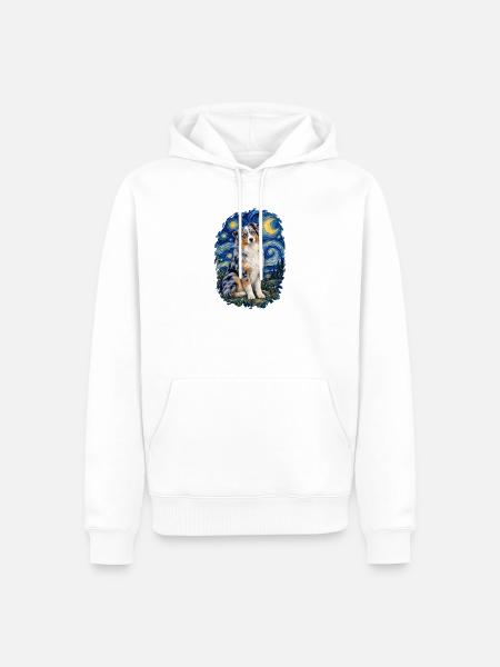 Australian Shepherd Sternennacht – Aussie Lover - Männer Premium Bio Hoodie - Weiß
